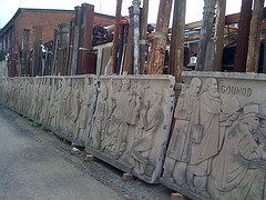 Stone panels from outside the warehouse